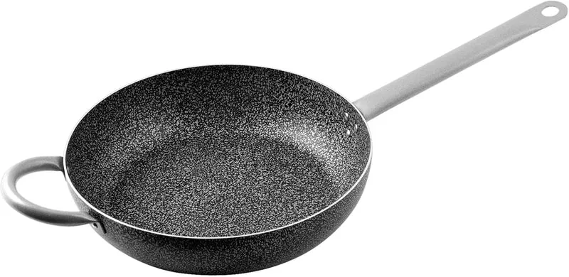 Home Family Stone Antihaft-Bratpfanne mit Griff, Stein, Schwarz/Grau, 38 cm