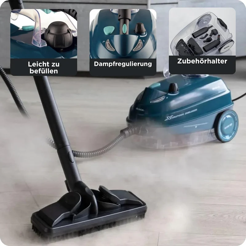 Ariete 4146 XVapor Deluxe, mobiler Dampfreiniger, 5 bar, integriertes Zubehörfach, Betriebsdauer bis