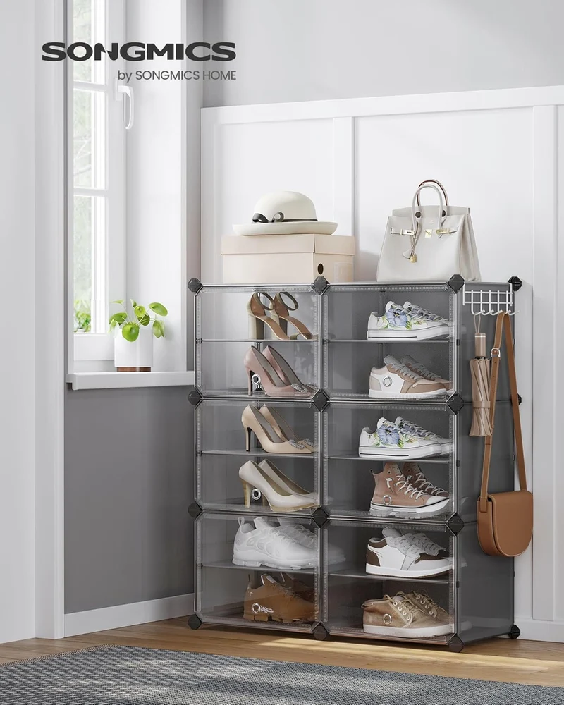 SONGMICS Schuhregal, Schuhschrank, für Garderobe und Eingangsbereich, anpassbar, 10 Fächer, für bis