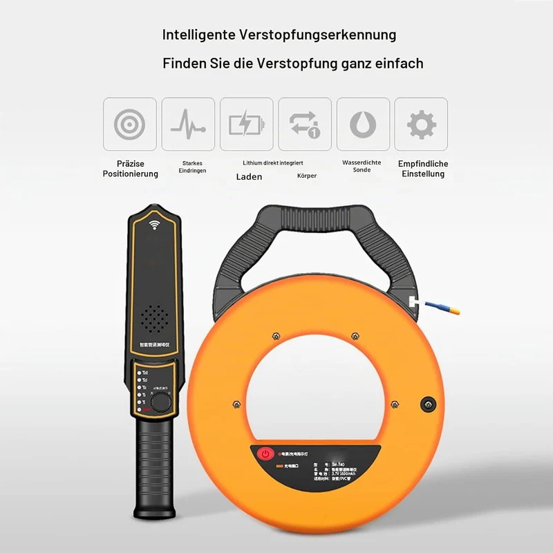 Rohrsucher, Wasserrohr-Verstopfungsdetektor für PVC-Kunststoff-Metall, 20 M Reichweite, Wandscanner,