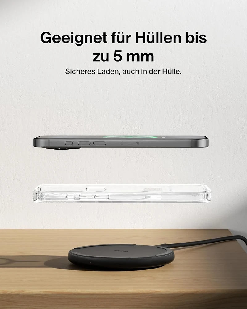 Belkin Kabelloses Ladepad (15 W) – Qi Ladegerät, Qi Ladestation für Apple iPhone 16, iPhone 15/14/13