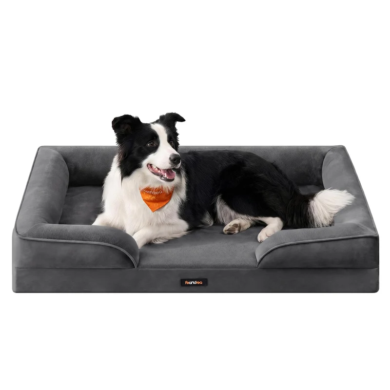 Feandrea Orthopädisches Hundebett, Hundekissen, 104 x 69 x 17 cm XL (104 x 69 x 17 cm) schiefergrau,