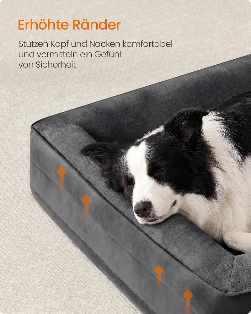 Feandrea Orthopädisches Hundebett, Hundekissen, 104 x 69 x 17 cm XL (104 x 69 x 17 cm) schiefergrau,