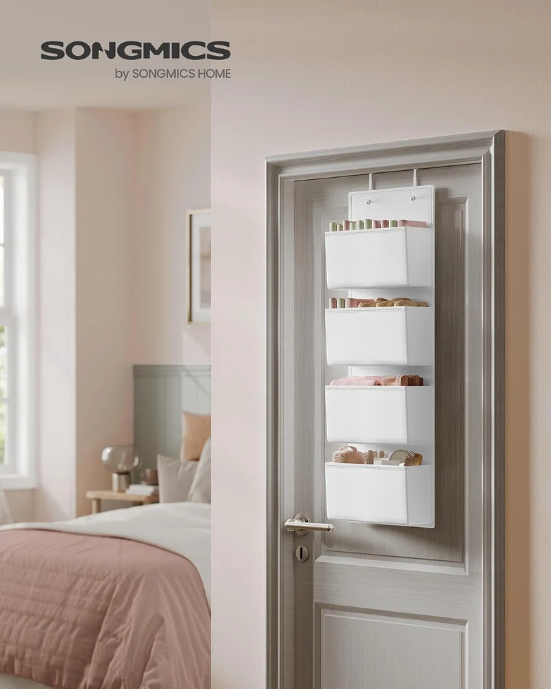 SONGMICS Hängeorganizer mit 4 Taschen, Hängeregal, Tür-Organizer 1 Wolkenweiss, 1 Wolkenweiss