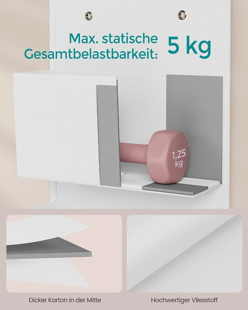 SONGMICS Hängeorganizer mit 4 Taschen, Hängeregal, Tür-Organizer 1 Wolkenweiss, 1 Wolkenweiss