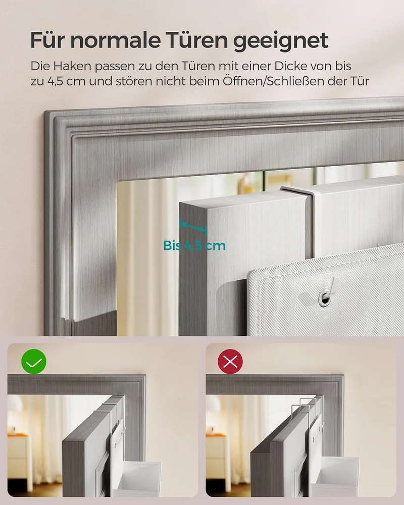 SONGMICS Hängeorganizer mit 4 Taschen, Hängeregal, Tür-Organizer 1 Wolkenweiss, 1 Wolkenweiss