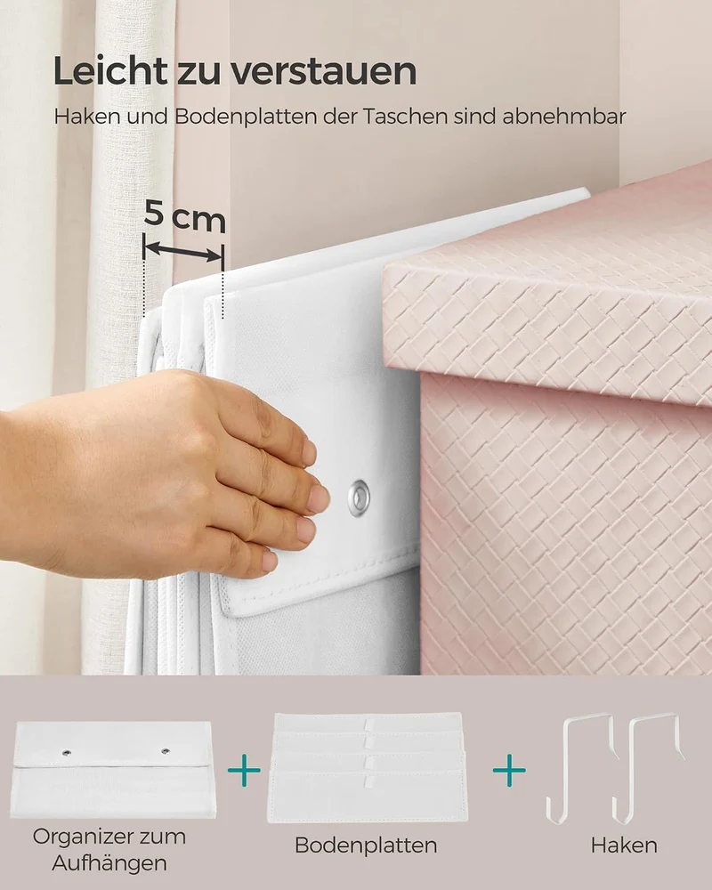 SONGMICS Hängeorganizer mit 4 Taschen, Hängeregal, Tür-Organizer 1 Wolkenweiss, 1 Wolkenweiss