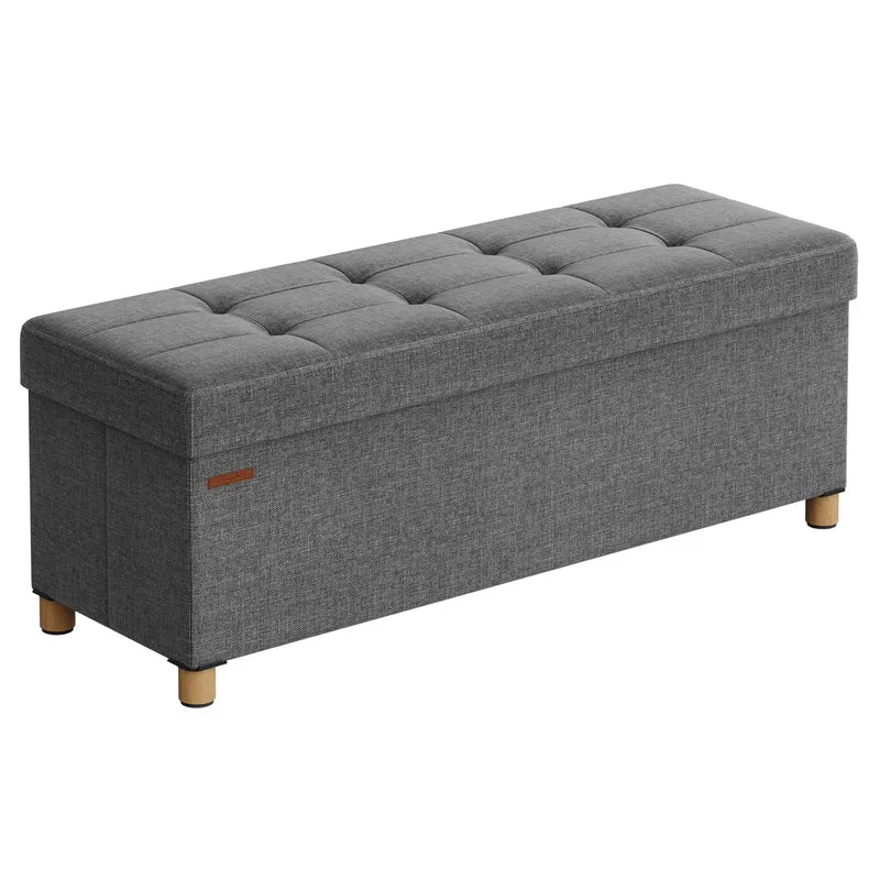SONGMICS Sitzhocker mit Stauraum, 38 x 110 x 40 cm, bis 300 kg belastbar Schiefergrau 38T x 110B x 4