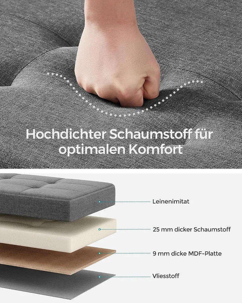 SONGMICS Sitzhocker mit Stauraum, 38 x 110 x 40 cm, bis 300 kg belastbar Schiefergrau 38T x 110B x 4