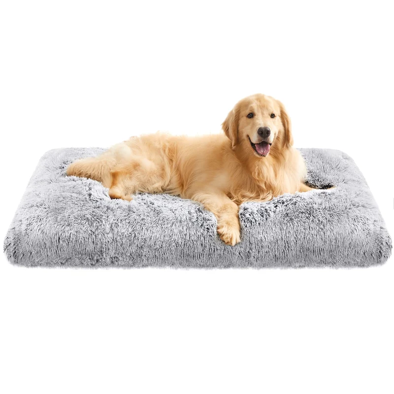 Feandrea Hundebett, Hundekissen, Langer Plüsch, 122 x 74 cm, waschbar L 122 x B 74 x H 10 cm Ombré-G