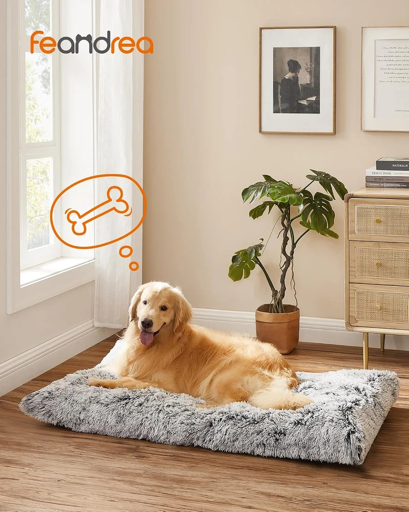 Feandrea Hundebett, Hundekissen, Langer Plüsch, 122 x 74 cm, waschbar L 122 x B 74 x H 10 cm Ombré-G