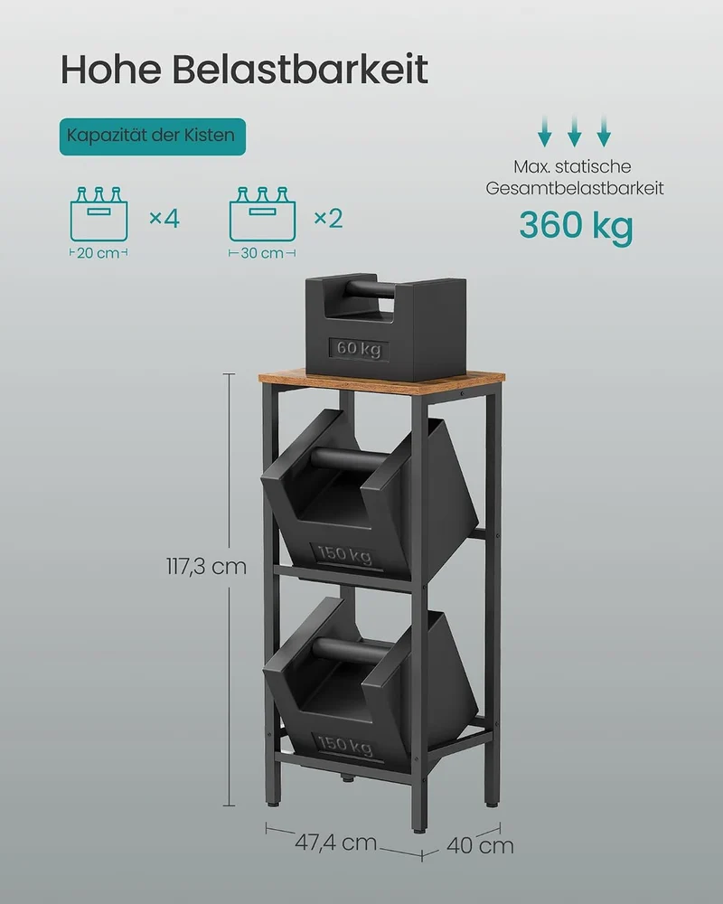 SONGMICS Getränkekistenregal, Aufbewahrungsregal, Jede Ebene bis 150 kg belastbar, Getränkeregal, Kü