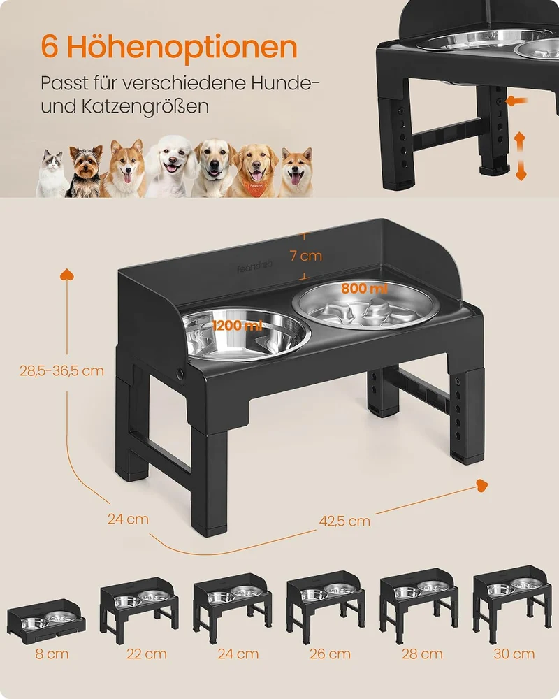 Feandrea Erhöhter Hundenapf, Höhenverstellbare Hunde Futterstation