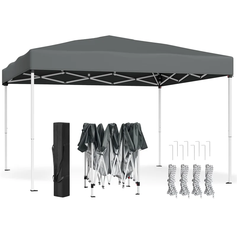 SONGMICS Pavillon 3 x 3 m, Faltpavillon, Partyzelt, tragbar dunkelgrau 3 x 3 m ohne Seitenteile, dun