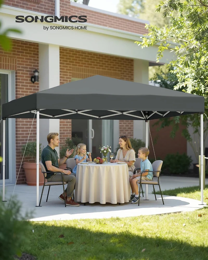 SONGMICS Pavillon 3 x 3 m, Faltpavillon, Partyzelt, tragbar dunkelgrau 3 x 3 m ohne Seitenteile, dun