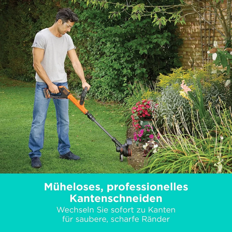 Black+Decker Akku-Rasentrimmer (18V 2,0Ah, 28 cm Schnittbreite, automatische Fadenverlängerung (AFS)