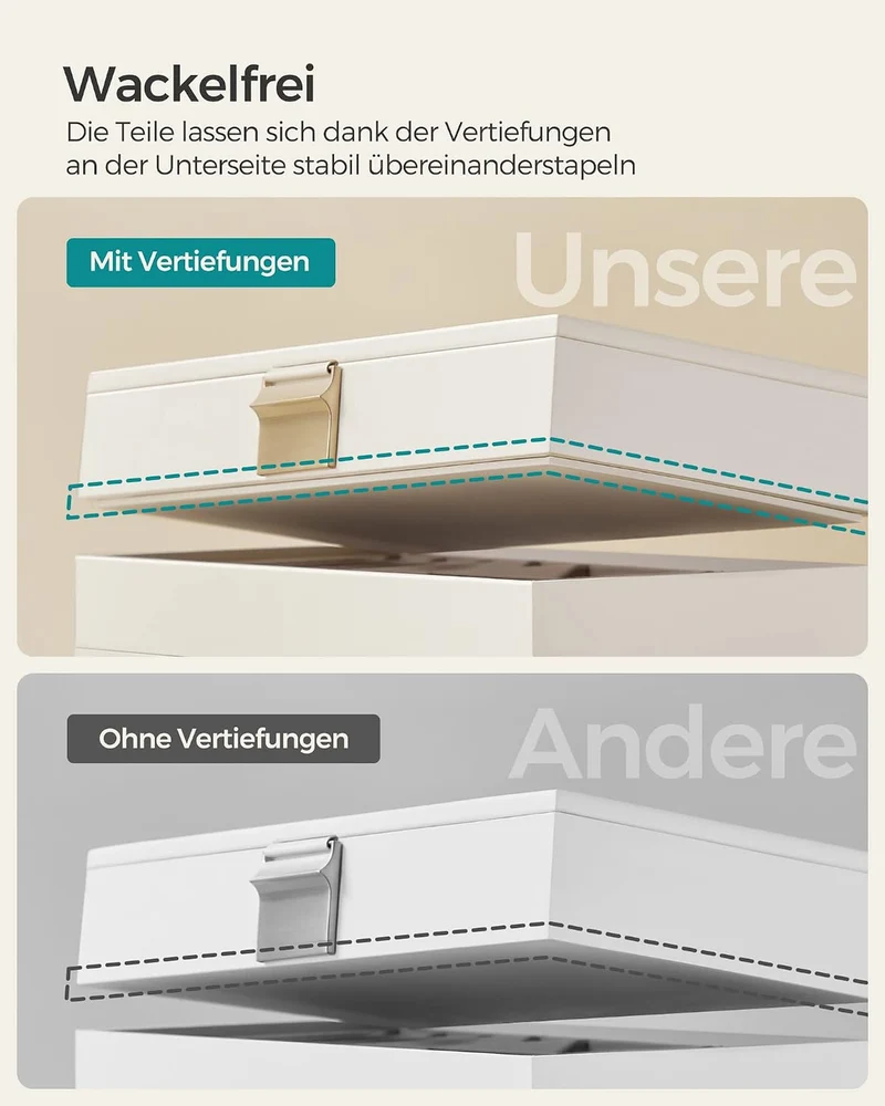 SONGMICS Schmucktablett stapelbar, Schmuckkästchen 4 Ebenen Wolkenweiss 4 Ebenen (18,3H cm), Wolkenw