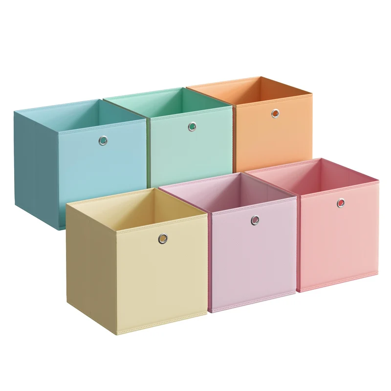 SONGMICS Aufbewahrungsbox, 6er Set, Stoffbox, 30 x 30 x 30 cm 30L x 30B x 30H cm Set 1, 30L x 30B x