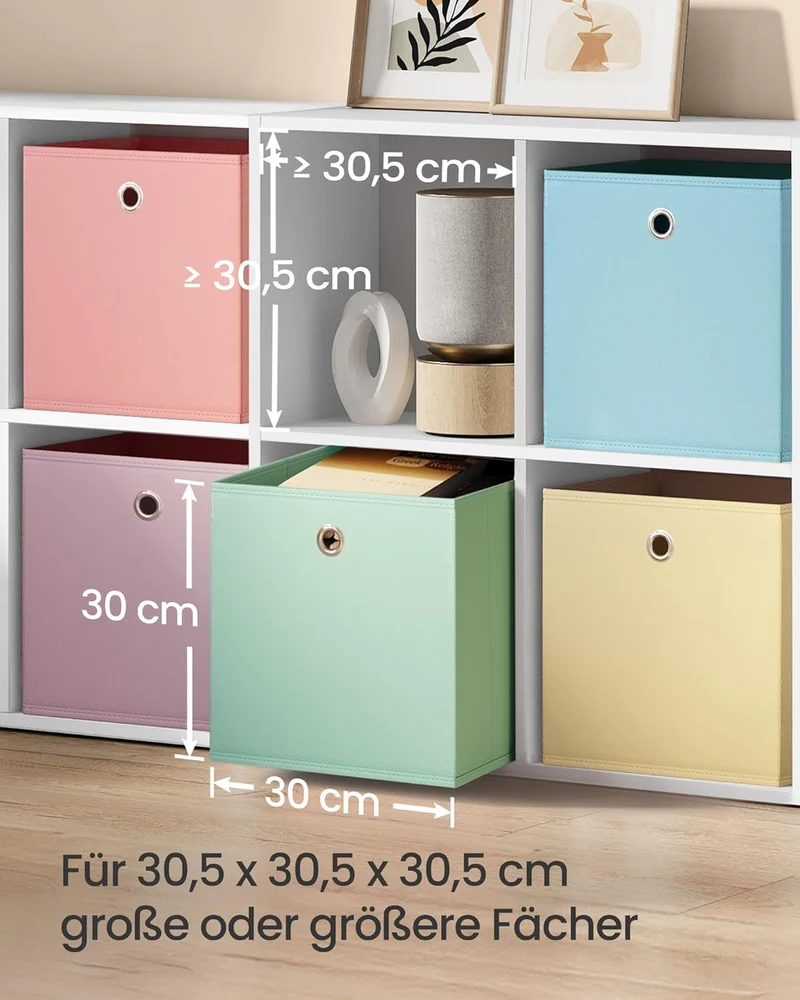 SONGMICS Aufbewahrungsbox, 6er Set, Stoffbox, 30 x 30 x 30 cm 30L x 30B x 30H cm Set 1, 30L x 30B x