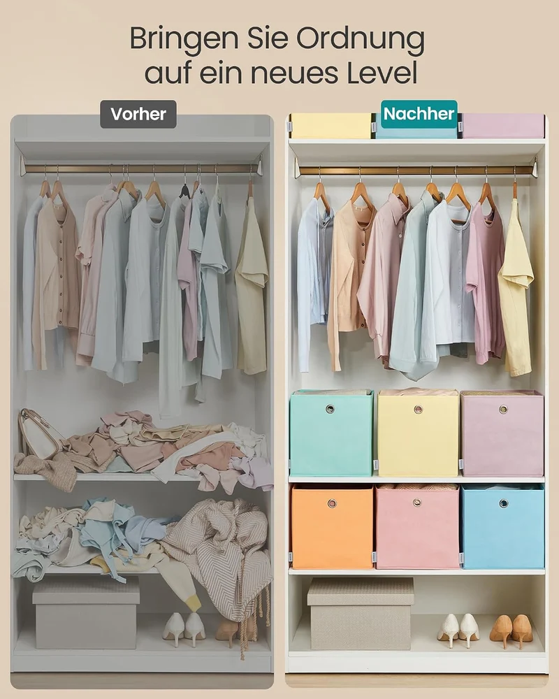 SONGMICS Aufbewahrungsbox, 6er Set, Stoffbox, 30 x 30 x 30 cm 30L x 30B x 30H cm Set 1, 30L x 30B x