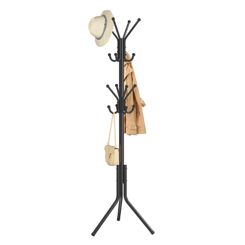 SONGMICS Kleiderständer, Garderobenständer, Höhe 175 cm, 16 Haken Tintenschwarz, Tintenschwarz