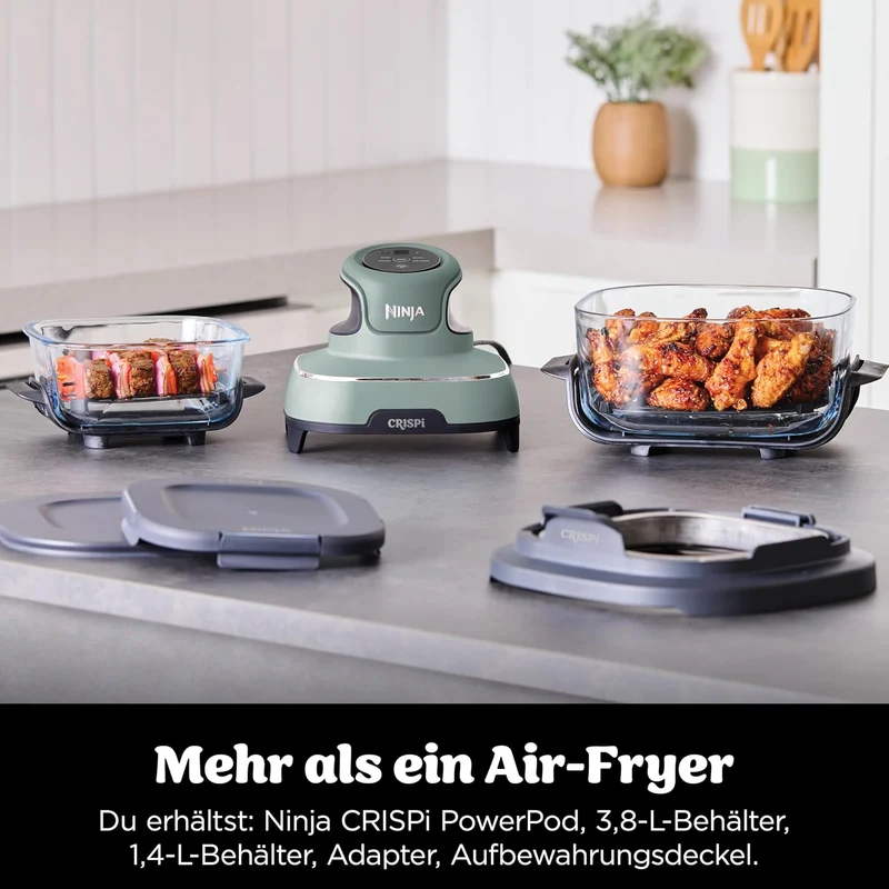Ninja CRISPi tragbare Air fryer Heissluftfritteuse, 3,8 l, 4-in-1: Heissluftfrittieren, Braten, Warm