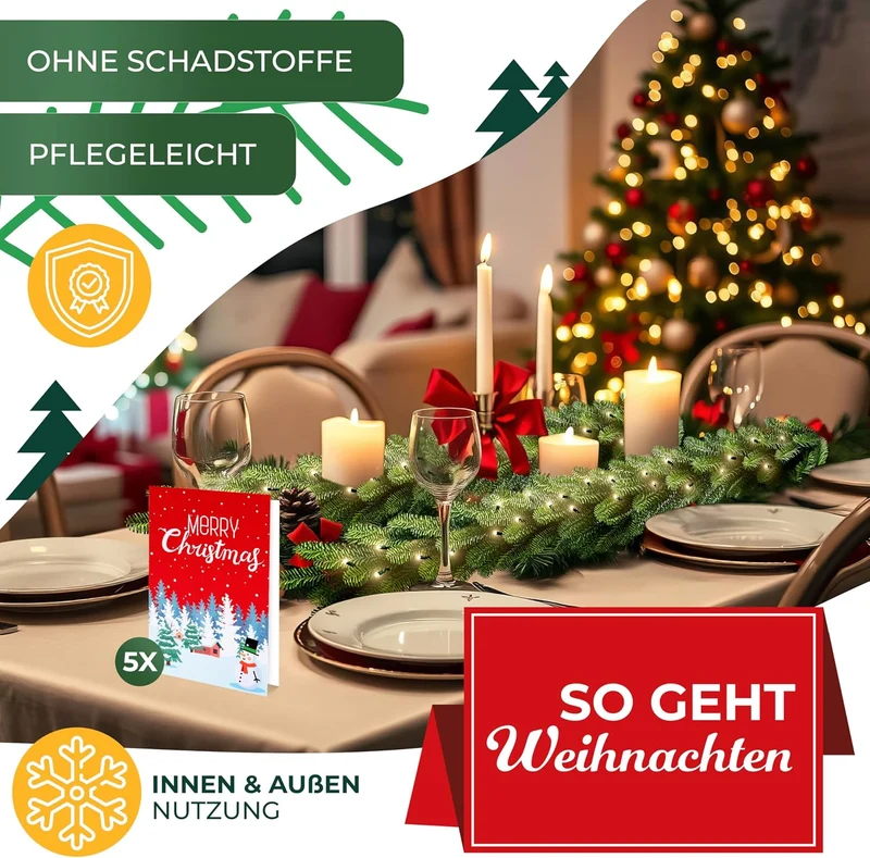 KESSER® Weihnachtsgirlande mit Beleuchtung 100 LED's - Weihnachtsbeleuchtung - In & Outdoor - Tannen
