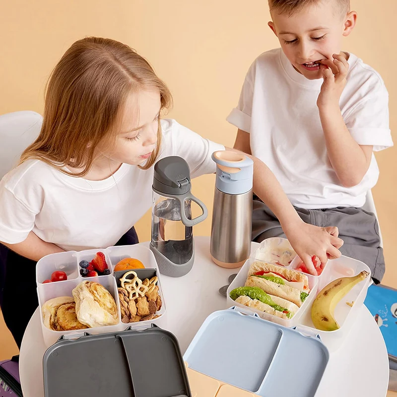 b.box Lunchbox mit Unterteilung für Kinder, Silikon, mit verstellbaren Trennwänden, Ocean Breeze, Oc