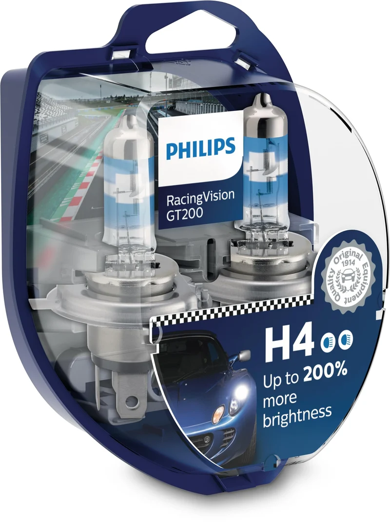 Philips RacingVision GT200 H4 Scheinwerferlampe +200%, Doppelset Twin box H4 Single, Twin box H4 Sin