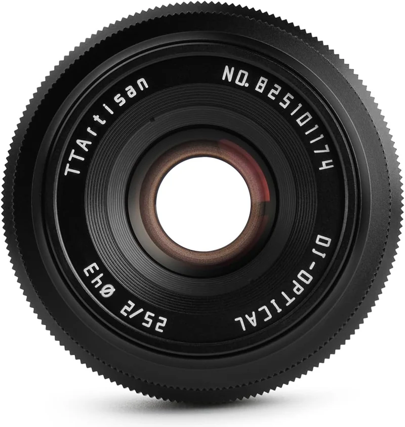 TTArtisan APS-C 25 mm F2 Metallgehäuse, kompatibel mit M43-Halterung, Schwarz Schwarz 25 mm F2, Schw
