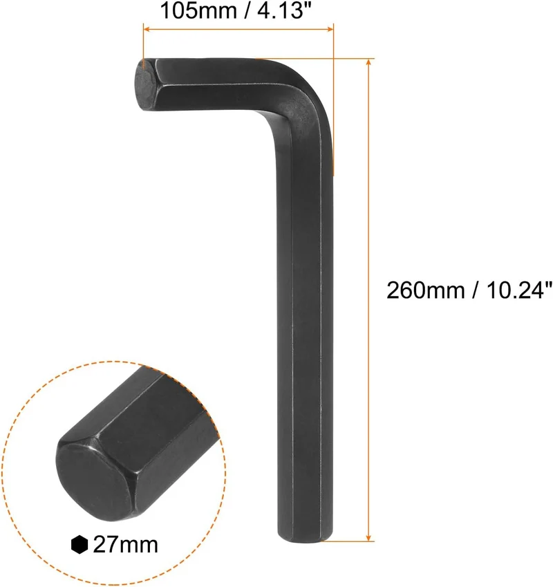 QUARKZMAN Innensechskantschlüssel 27mm L-Form Sechskantschlüssel Metrische Schraubenschlüssel aus Ch