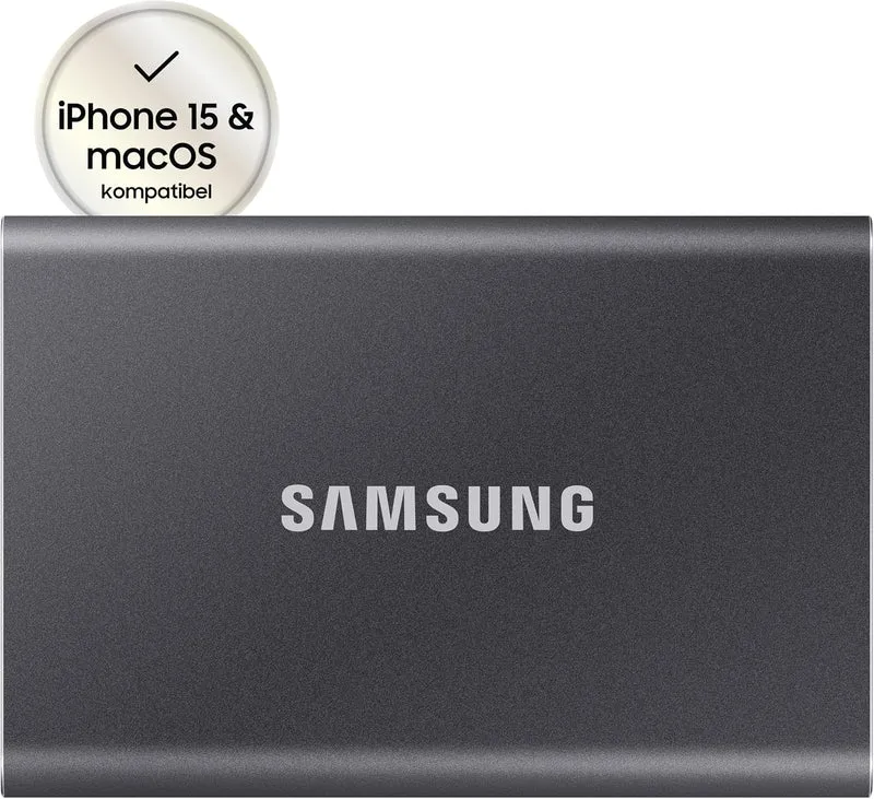 Samsung Portable SSD T7, 500 GB, USB 3.2 Gen.2, 1.050 MB/s Lesen, 1.000 MB/s Schreiben, Externe SSD