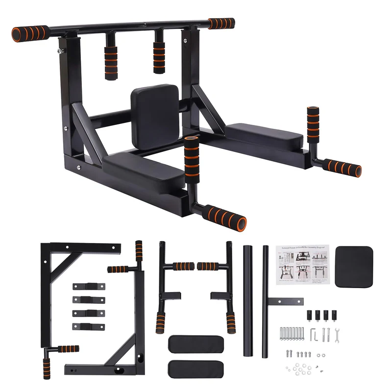 4 in 1 Klimmzugstange Zur Wandmontage, 95 * 77CM Multigriff Klimmzugstange Dip Station Wandmontagen