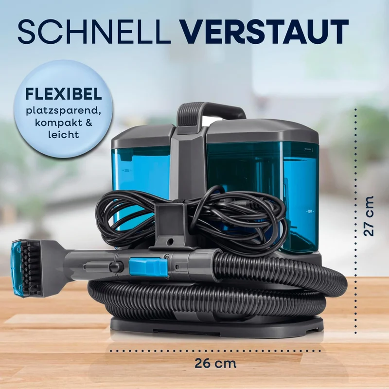 CLEANmaxx Polsterreiniger Gerät Kompakt Pro | Nasssauger & Teppichreiniger in einem | 13 kPa Waschsa