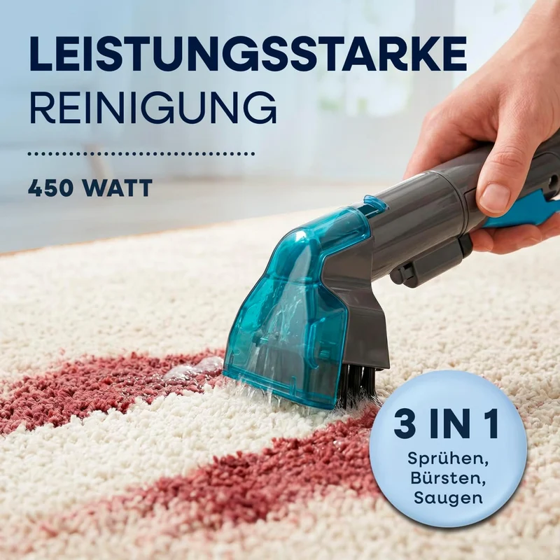 CLEANmaxx Polsterreiniger Gerät Kompakt Pro | Nasssauger & Teppichreiniger in einem | 13 kPa Waschsa