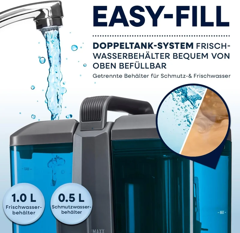 CLEANmaxx Polsterreiniger Gerät Kompakt Pro | Nasssauger & Teppichreiniger in einem | 13 kPa Waschsa