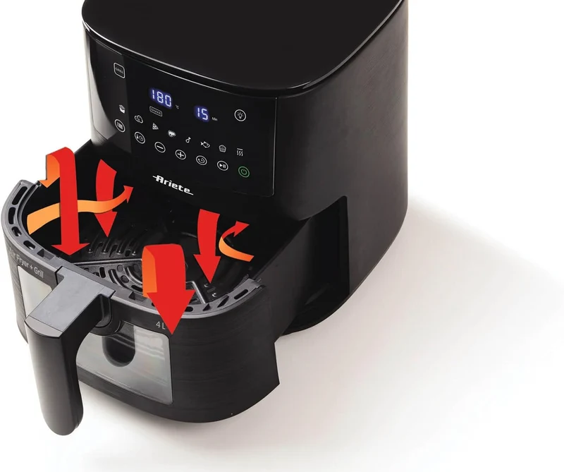 Ariete 4633 4L Heissluftfritteuse, 1400 W, 4L Fassungsvermögen, 9 Programme, Shake- und Grillfunktio