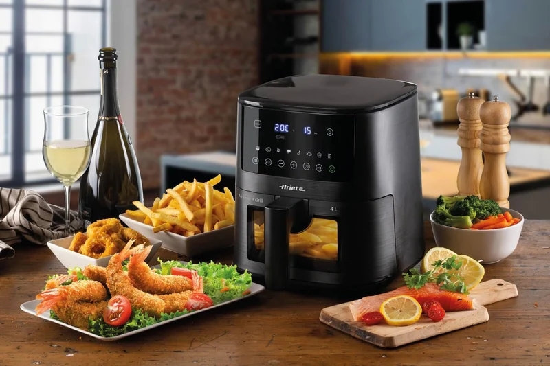 Ariete 4633 4L Heissluftfritteuse, 1400 W, 4L Fassungsvermögen, 9 Programme, Shake- und Grillfunktio