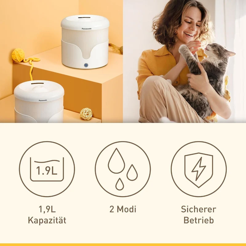 Panasonic CP-JNW01CW Trinkbrunnen für Haustiere, Wasserbrunnen für Katzen & kleine bis mittelgrosse