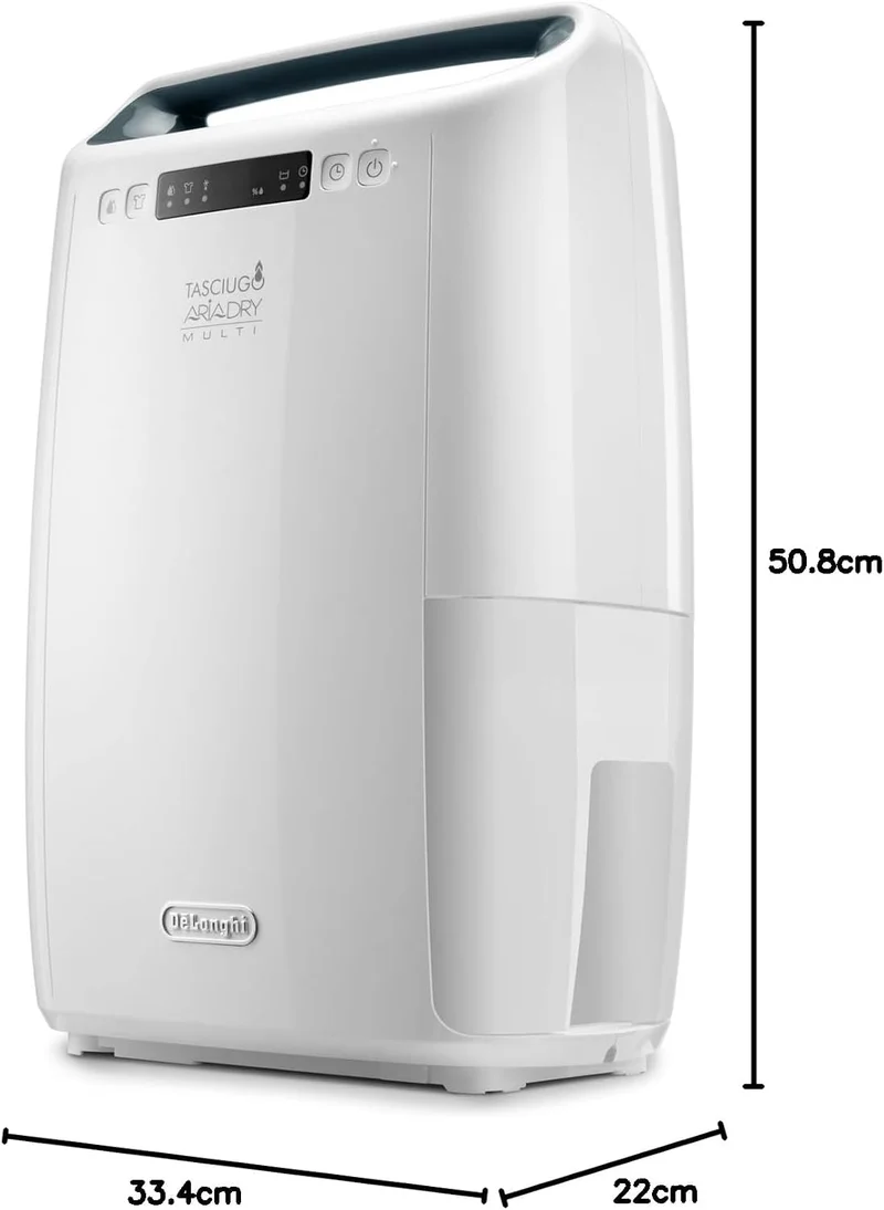 De'Longhi AriaDry DEXD216RF Mehrzweck-Luftentfeuchter, entfernt Feuchtigkeit zu Hause mit Filtration