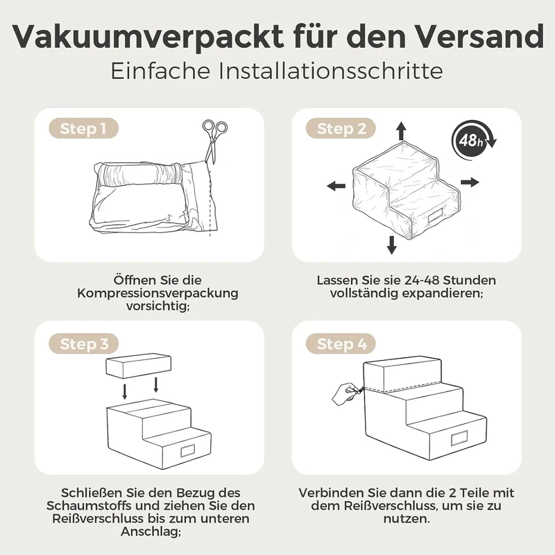 Sytopia Hundetreppe 40 cm hoch 3 Stufen, Hundetreppe für Bett und Sofa für Kleine Hunde, Haustiertre