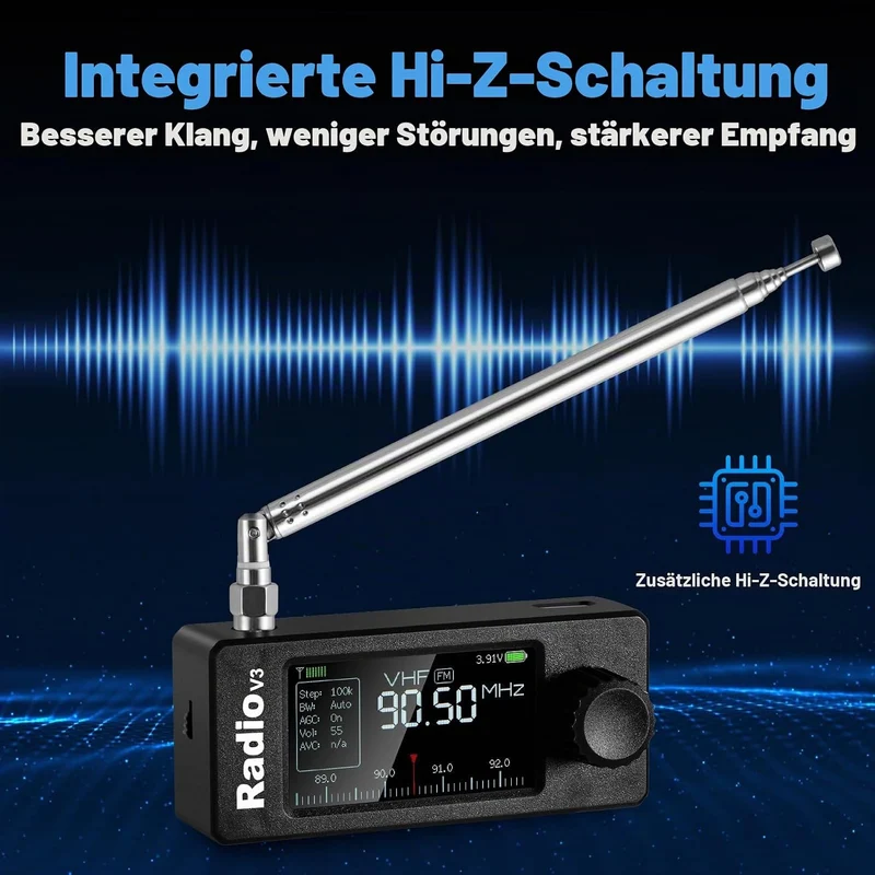 AURSINC Si4732 Mini Radio V3 Pocket Shortwave Radio Receiver, HF SW MW VHF All Band, AM/FM/LSB/USB M