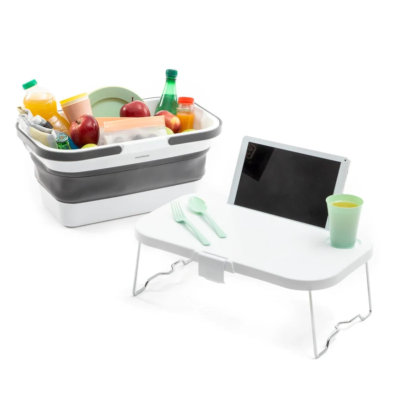 Faltbarer Picknickkorb mit Tisch-Deckel Pickning InnovaGoods, Weiss