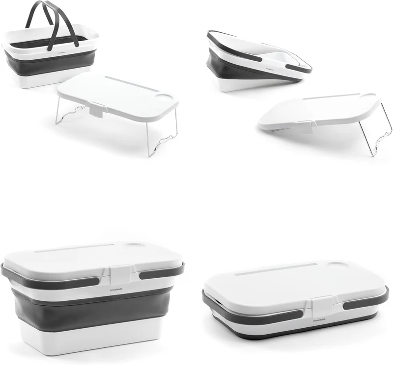 Faltbarer Picknickkorb mit Tisch-Deckel Pickning InnovaGoods, Weiss