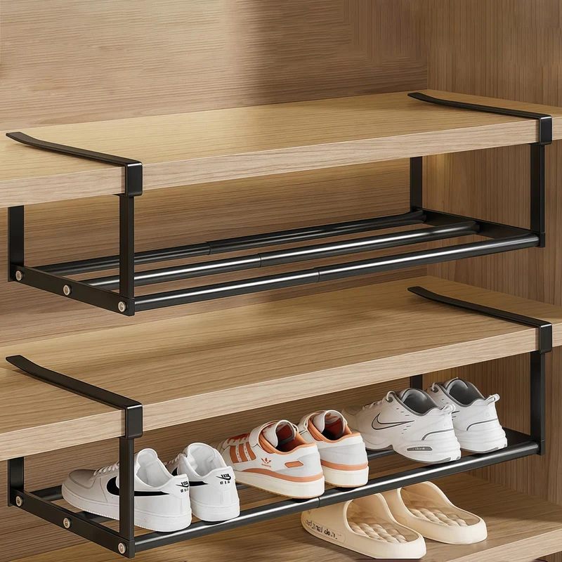 Hängendes Schuhregal Organizer im Schrank: 2 Pcs Unterregal mit Verstellbarer 40-70cm, Unter Regal A