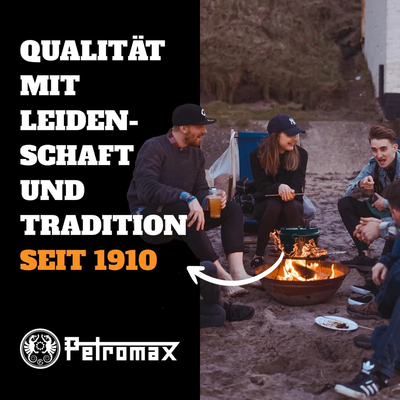 Petromax Feuertopf ft18 - Dutch Oven aus Gusseisen für Kochen und Backen - mit Deckel, Henkel und St