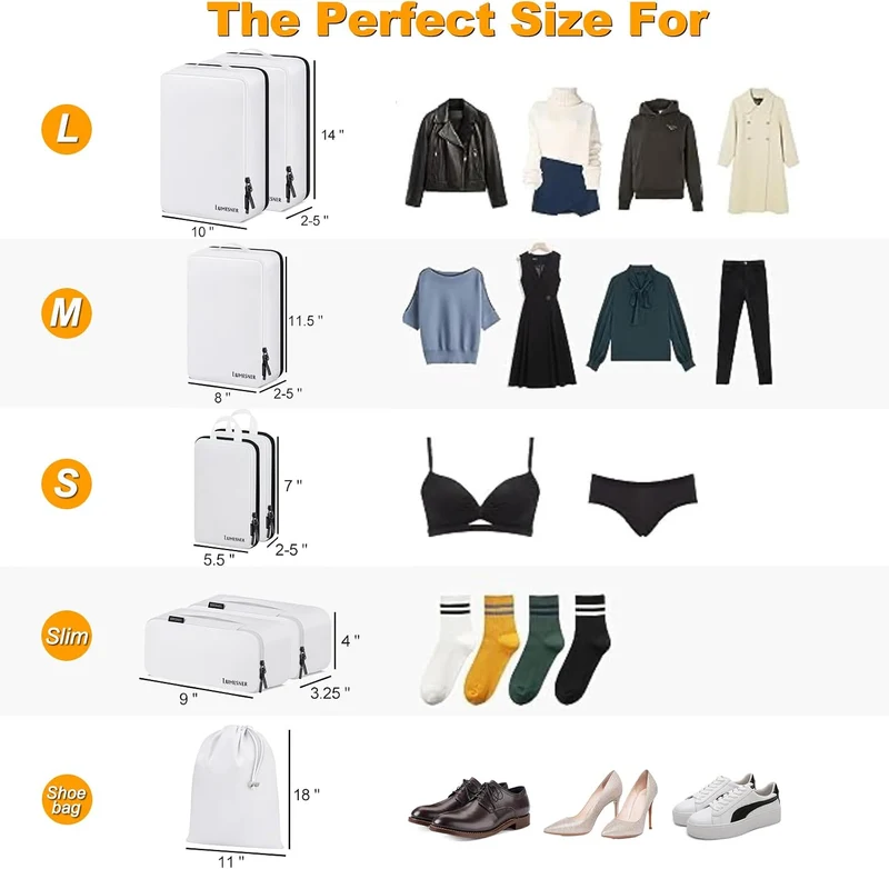 Koffer Organizer Set 8-teilig, Packtaschen für Koffer, Packing Cubes Set für Reise,Packtaschen mit K