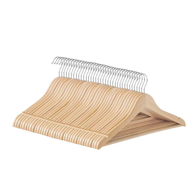 SONGMICS Kleiderbügel Holz, 36er Set Bügel, Holzbügel, Einkerbungen im Schulterbereich, Hosensteg, H