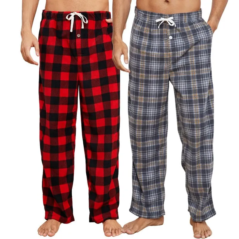 U2SKIIN Pyjamahose Herren lang kariert Schlafhose Schlafanzughosen für Herren Fleece Pyjama Hosen Na