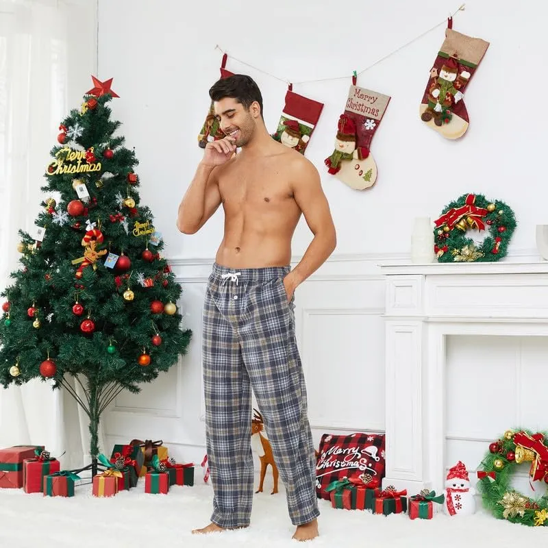 U2SKIIN Pyjamahose Herren lang kariert Schlafhose Schlafanzughosen für Herren Fleece Pyjama Hosen Na